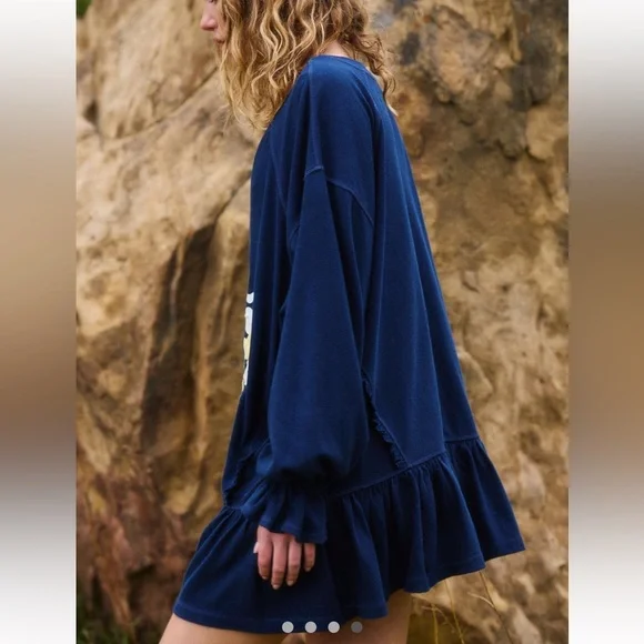 Free People Midnight Blue Floral Tunic - Picture 4 of 5